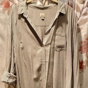 Oversized Striped Button Up